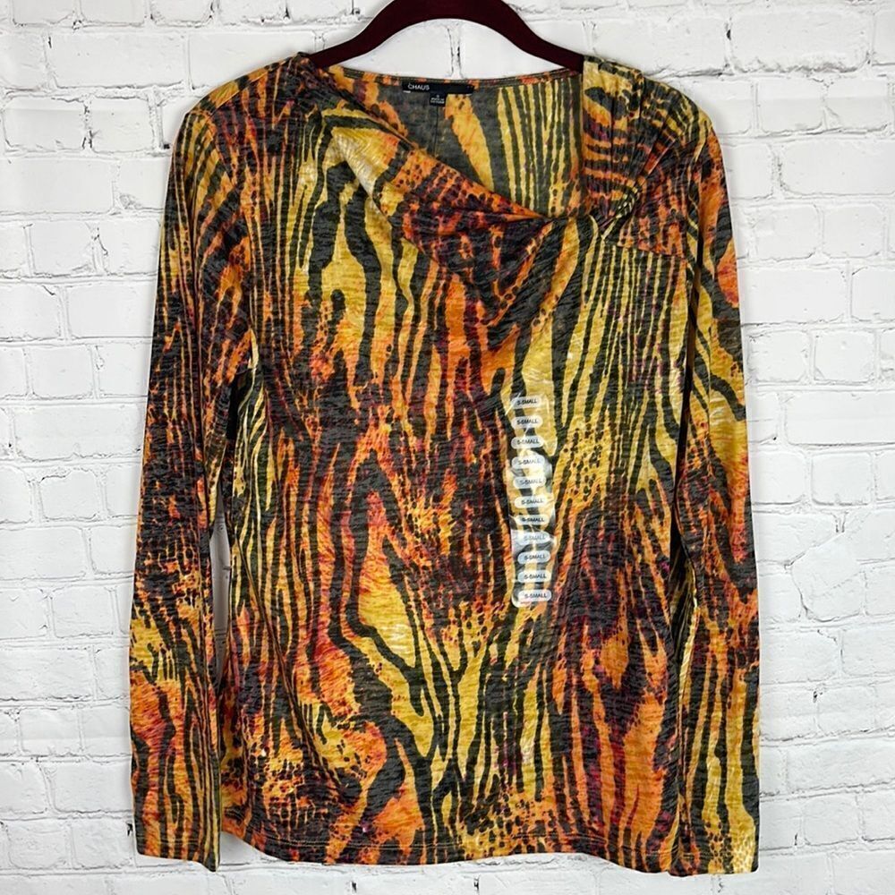 Chaus Tiger Print Long Sleeve Shirt NWT Size S